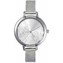 Oui And Me Silver Floral 3 D Dial Watch