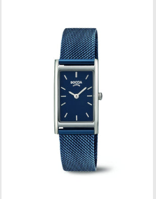 Ladies Boccia Titanium Navy Blue With Mesh Strap Watch
