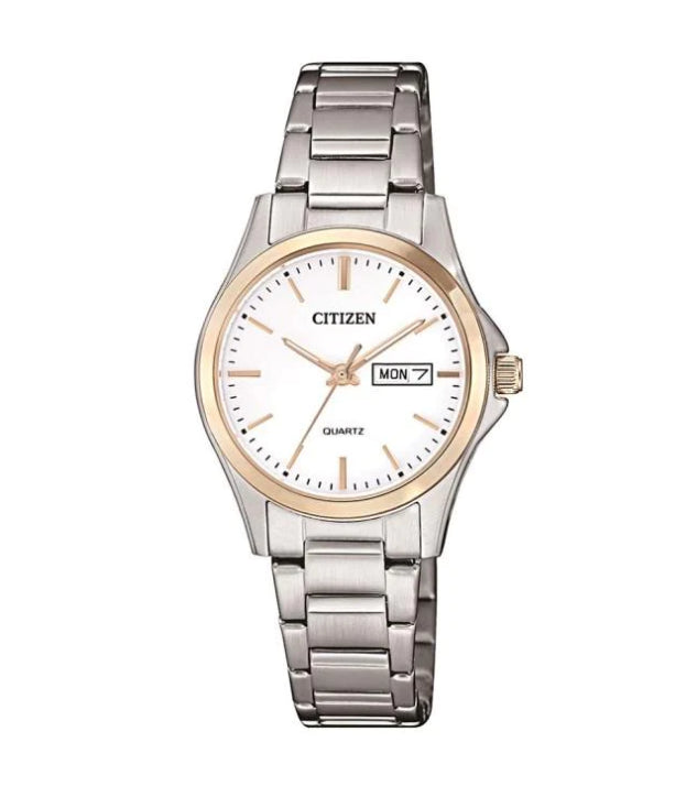 Ladies Citizen Silver And Rose Two Tone Analogue Watch