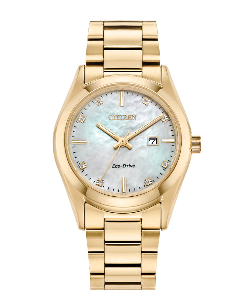 Ladies Gold Diamond Set Citizen Eco Drive Watch