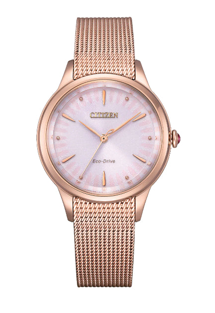 Ladies Citizen Eco Drive Rose Gold With Mesh Strap Watch