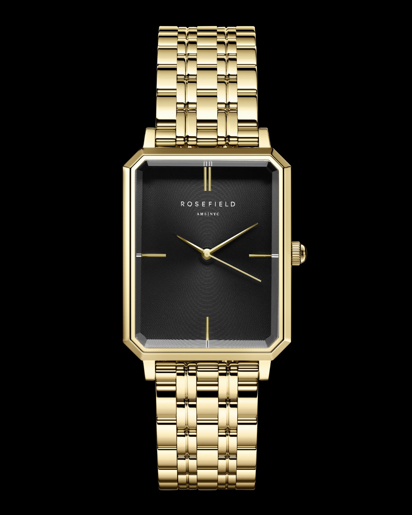 Yellow Gold With Black Face Rosefield Watch