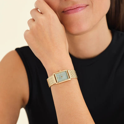Ladies Yellow Gold Rosefield Watch With Pale Green Dial