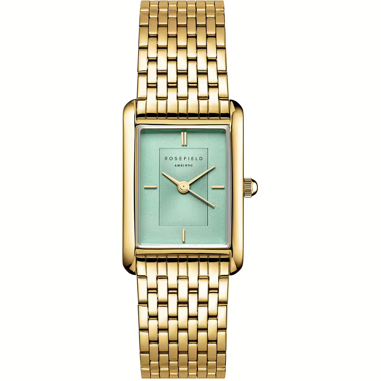 Ladies Yellow Gold Rosefield Watch With Pale Green Dial