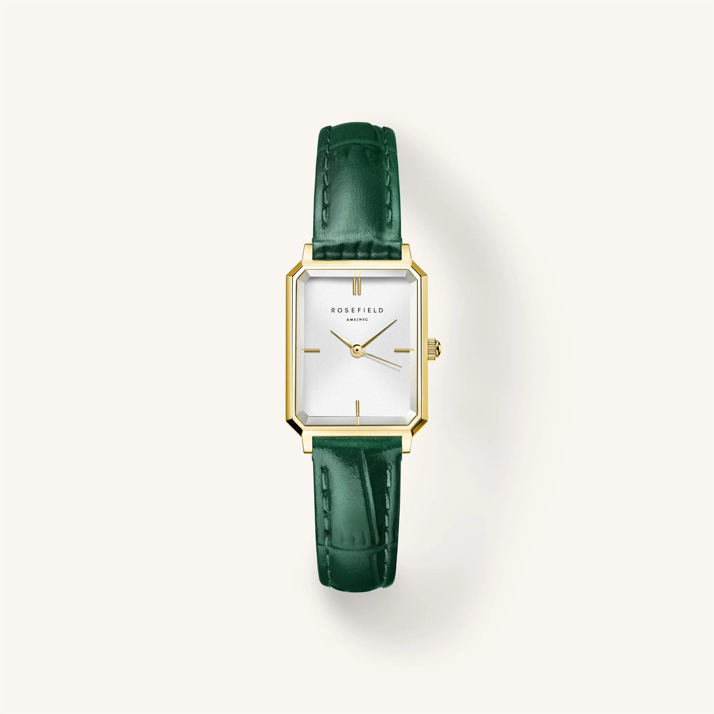 Yellow Gold Rosefield Watch With Green Strap