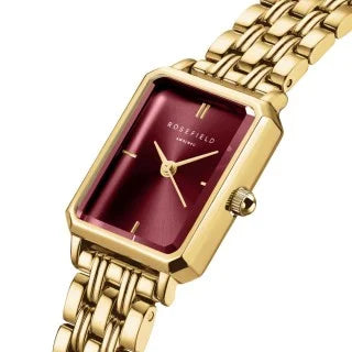 Octagon Rose Field Sunray Burgandy Dial Watch
