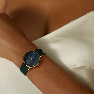 Ladies Rosefiled Yellow Gold With A Green Strap Watch