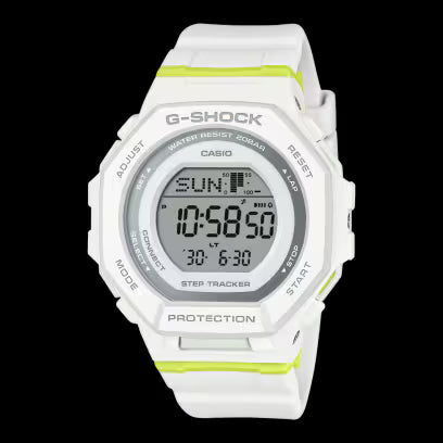 G Shock White and Resin Band. Bluetooth Step Tracker