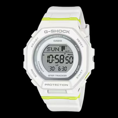 G Shock White and Resin Band. Bluetooth Step Tracker