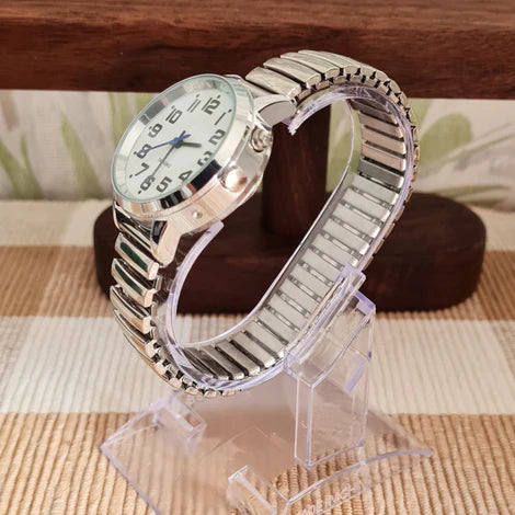 Silver Ladies Talking Watch With Expanding Strap
