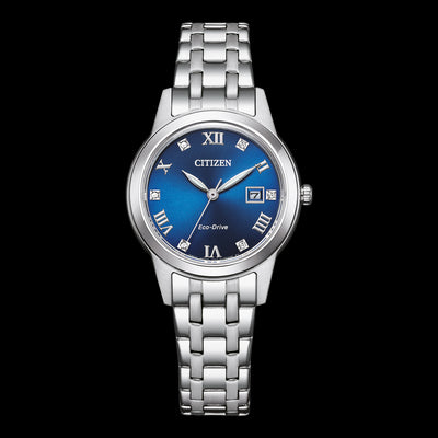 Ladies Citizen Eco Drive Blue Dial Stainless Steel Strap FE1240-81L