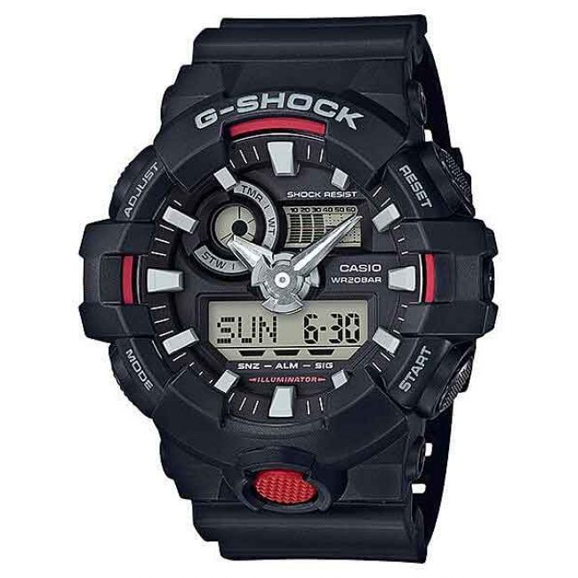G-Shock Mens Black And Red Casio G-Shock Watch GA700-1A – Time For