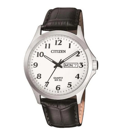 Mens Citizen Quartz Watch With Leather Strap BF5000-01A