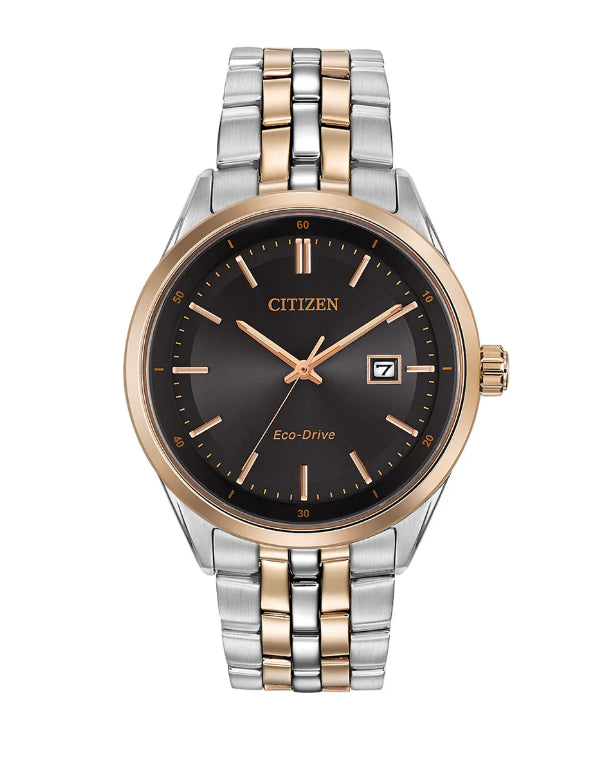 Mens Rose Gold Two Tone Citizen Eco Drive Watch BM7256-50E