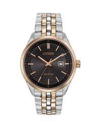 Mens Rose Gold Two Tone Citizen Eco Drive Watch BM7256-50E