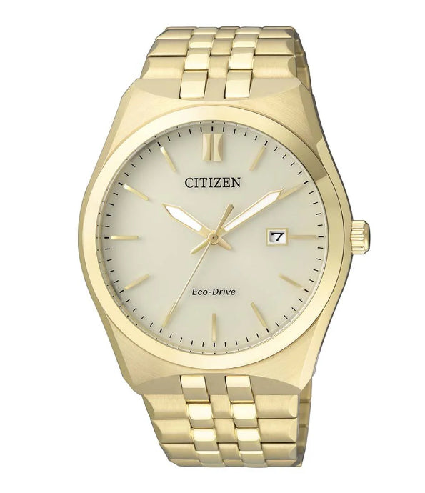 Mens Eco Drive Gold Plated Watch BM7332-61P
