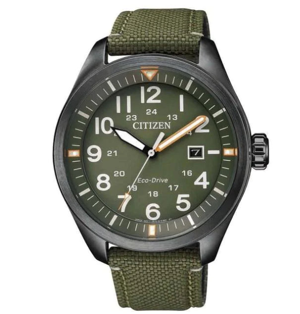 Mens Citizen Eco Drive With Khaki Face And Strap Watch