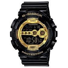 Gents Black G-Shock With Gold GD100GB-1D