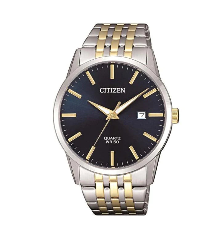 Mens Two Tone Citizen Analogue With Blue Face