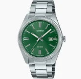 Mens Casio Stainless Steel Analogue Watch With Green Dial MTP1302PD-3A