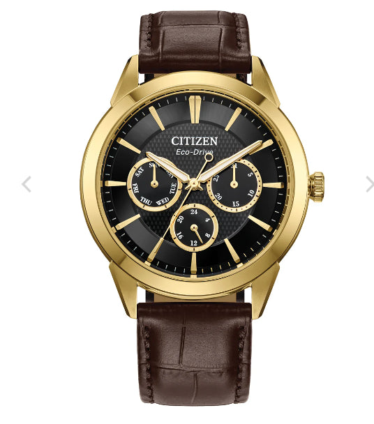 Mens Eco Drive Watch With Leather Strap BU2112-06E