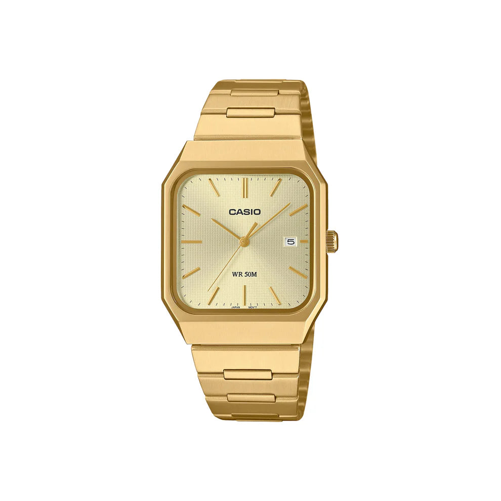 Mens Casio Vintage Gold Steel Watch MTPB185G-9A