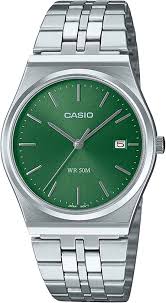 Mens Casio Vintage Steel With Green Face MTPB145D-3A