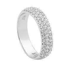 Sterling Silver 3 Row Pave Set Ring