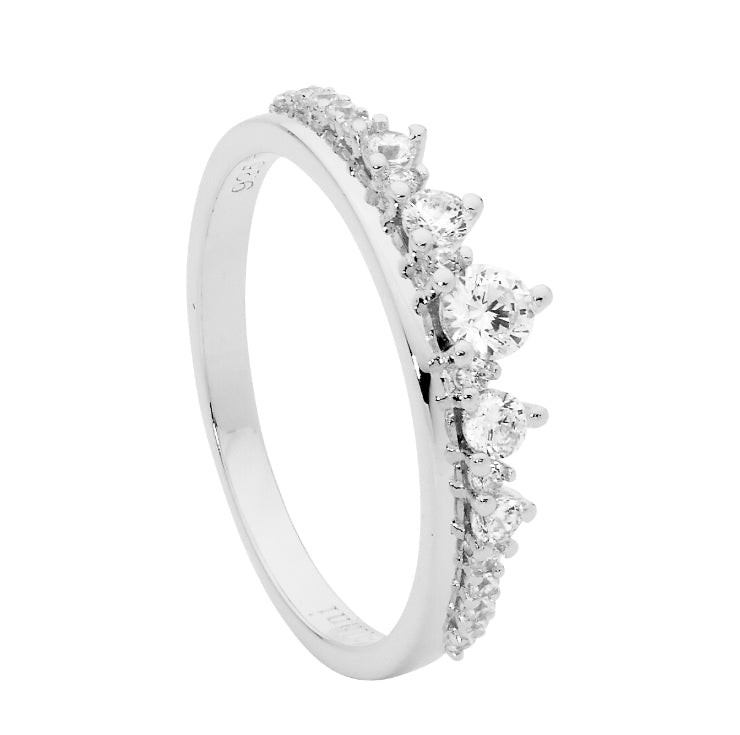 Ellani Sterling Silver Gradual Cz Band Ring