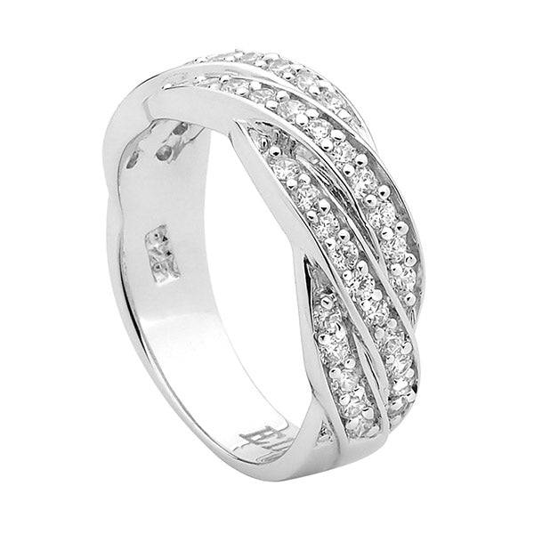 Sterling Silver Cubic Zirconia Twist Ring