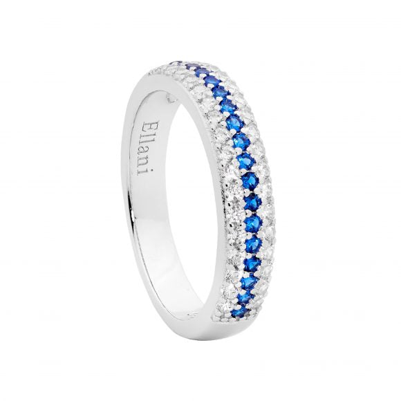 Cubic Zirconia 3 Row Sterling Silver Ring