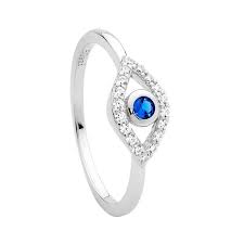 Sterling Silver Blue And White Cz Ring