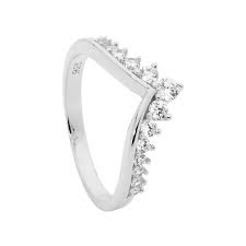 Sterling Silver V Shaped Cubic Zirconia Ring