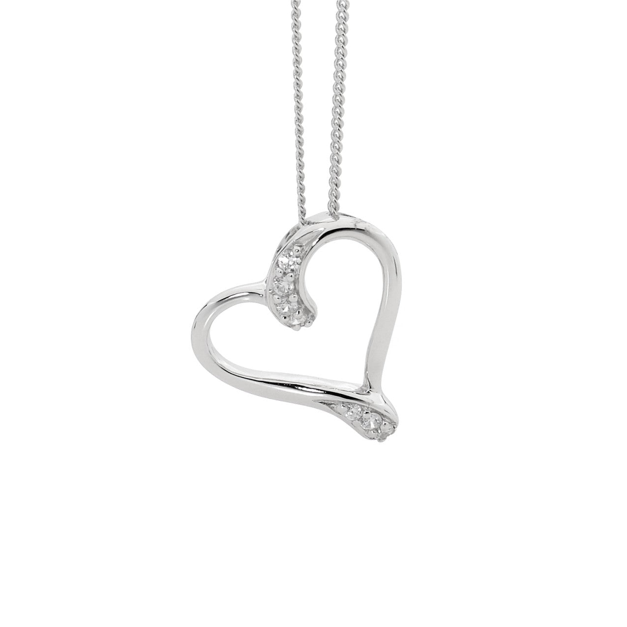 Sterling Silver Cubic Zirconia Heart Pendant