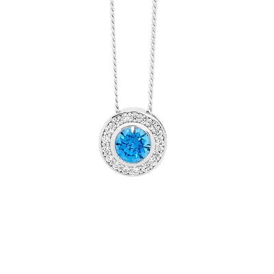 Ellani Bright Blue CZ Pendant
