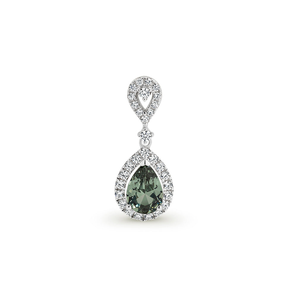 Green & White CZ Sterling Silver Necklace
