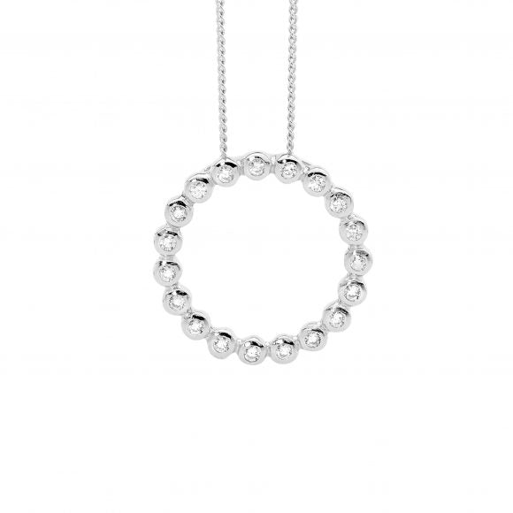 Sterling Silver Cubic Zirconia Circle Pendant