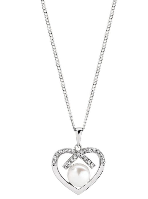 Sterling Silver Shell Based Pearl CZ Pendant