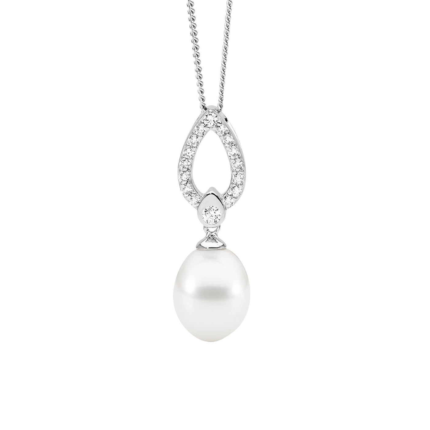 Sterling Silver Cubic Zirconia And Pearl Pendant