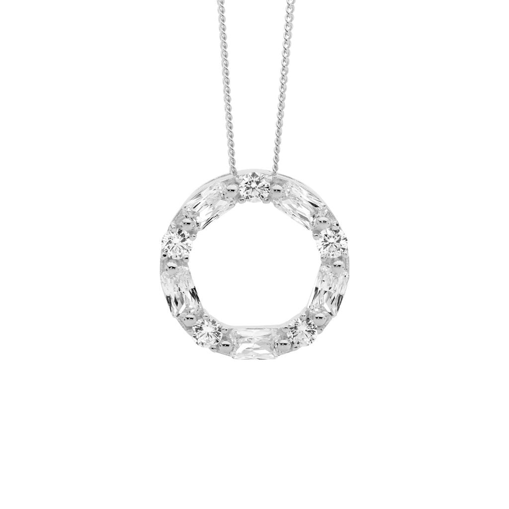 Sterling Silver Cubic Zirconia Circle Pendant