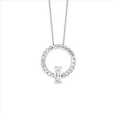 ellani Sterling Silver circle pendant with baguette
