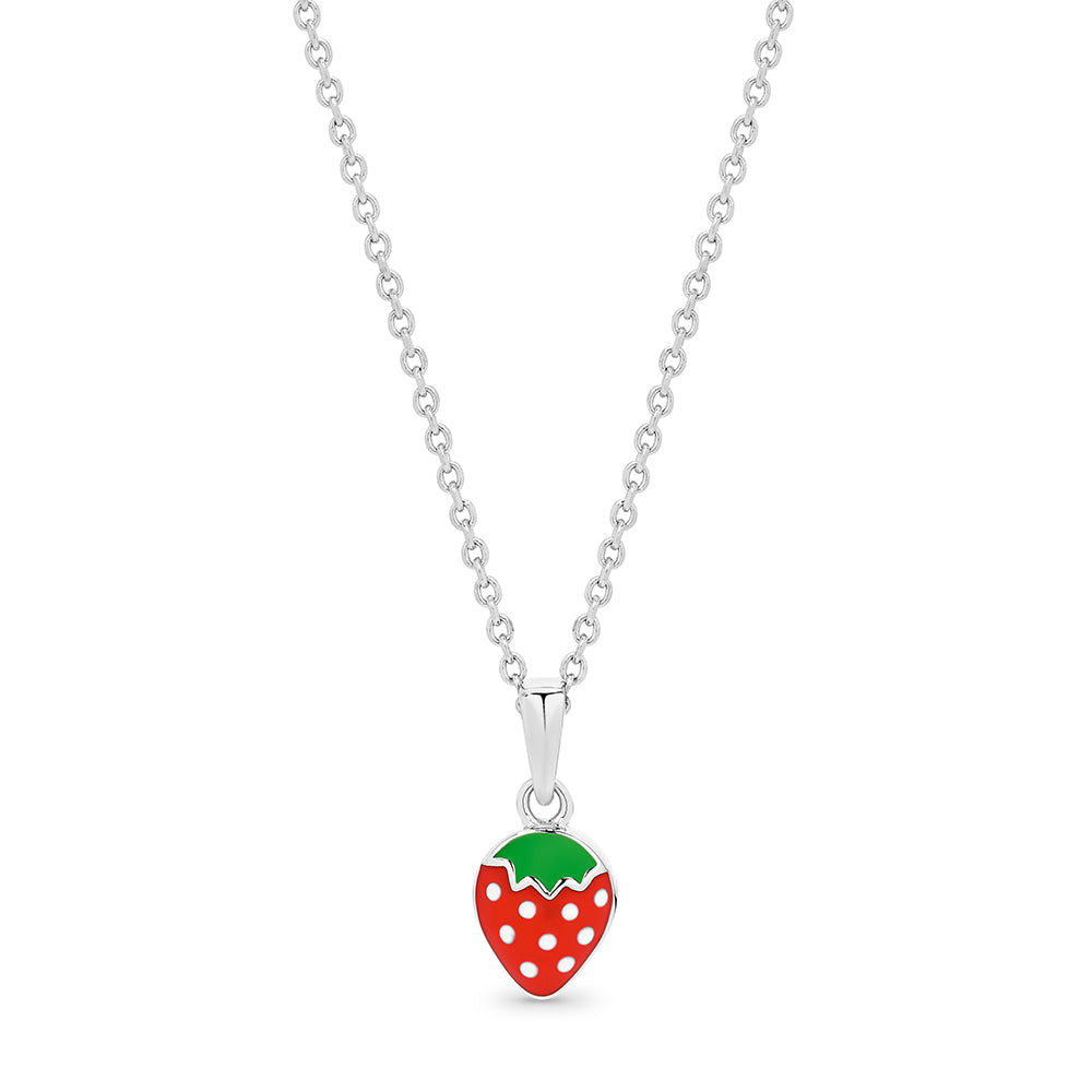 Sterling Silver Enamel Strawberry Pendant