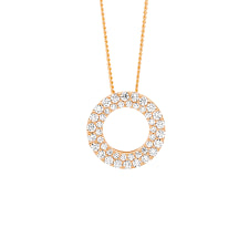 Sterling Silver Rose Gold Plated Double Row Cz Pendant
