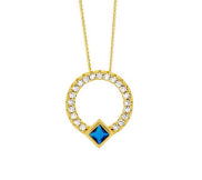 Sterling Silver Gold Plated Clear And Blue Cz Pendant