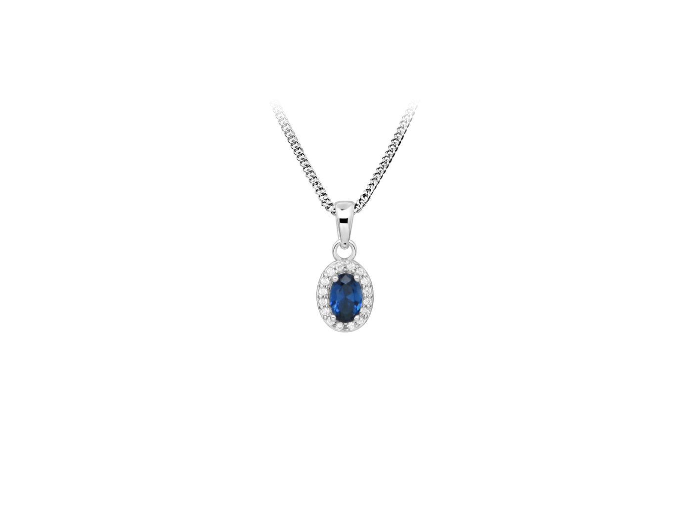 Sterling Silver Nano Sapphire And Cz Pendant