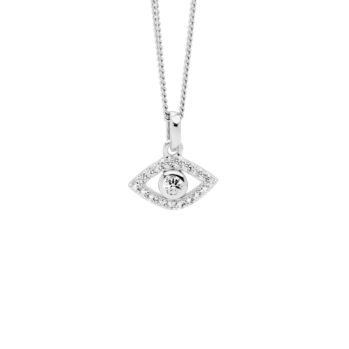Ellani Evil Eye Pendant With Cubic Zirconias