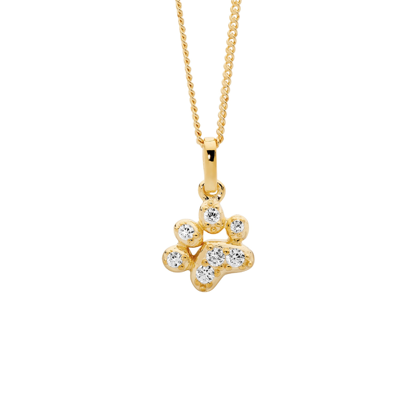 Ellani Sterling Silver Yellow Gold Plate Paw Print Pendant