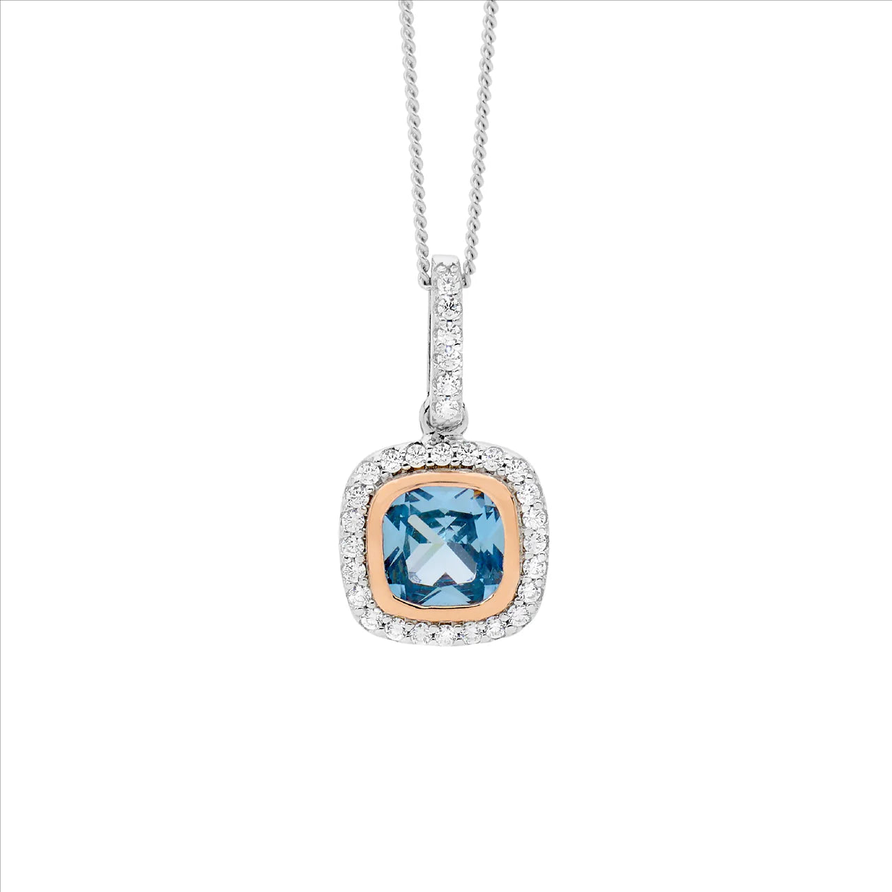 Ellani Blue And White CZ Pendant