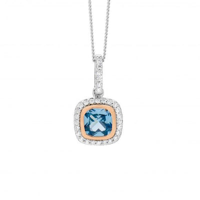Ellani Blue And White CZ Pendant