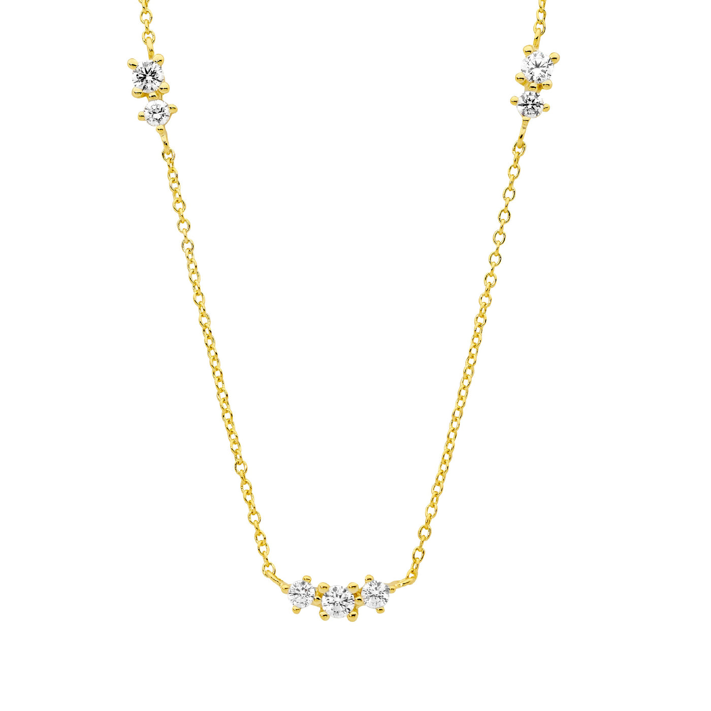 Ellani Sterling Silver Yellow Gold Plate Chain With CZ